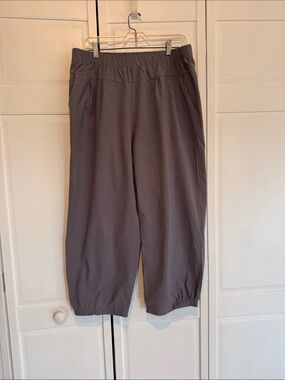 Women’s grey Elastic-Waist linen-Esque cotton pants